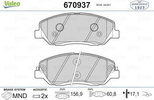 Valeo 670937 - Jarrupala, levyjarru inparts.fi