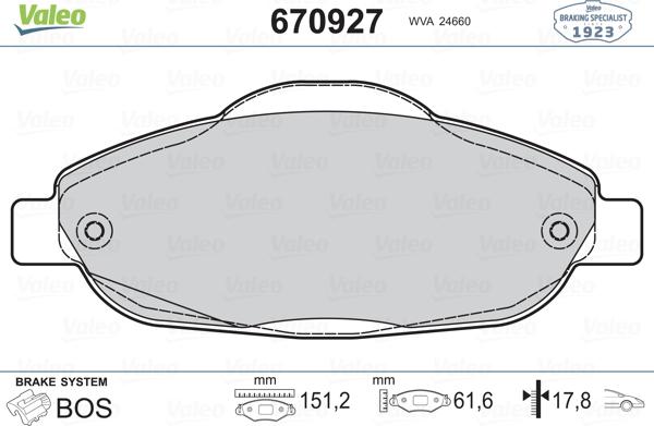 Valeo 670927 - Jarrupala, levyjarru inparts.fi