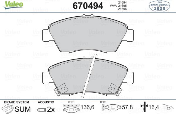 Valeo 670494 - Jarrupala, levyjarru inparts.fi