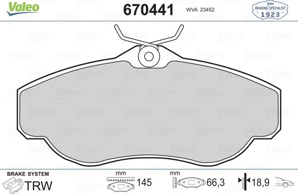 Valeo 670441 - Jarrupala, levyjarru inparts.fi