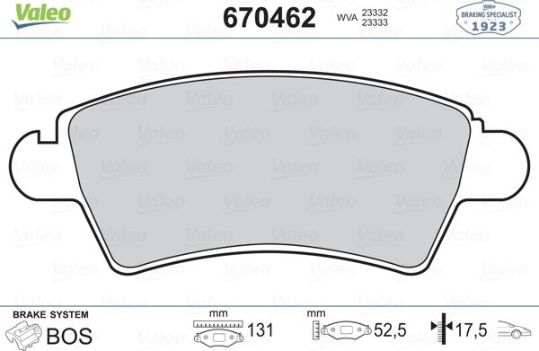 Valeo 670462 - Jarrupala, levyjarru inparts.fi