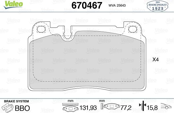 Valeo 670467 - Jarrupala, levyjarru inparts.fi