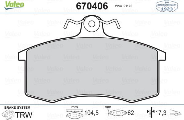 Valeo 670406 - Jarrupala, levyjarru inparts.fi