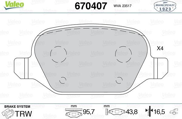 Valeo 670407 - Jarrupala, levyjarru inparts.fi