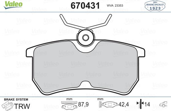 Valeo 670431 - Jarrupala, levyjarru inparts.fi