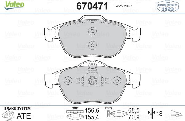 Valeo 670471 - Jarrupala, levyjarru inparts.fi