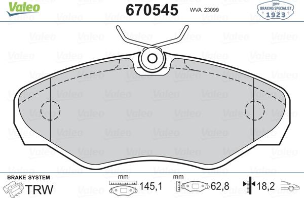 Valeo 670545 - Jarrupala, levyjarru inparts.fi