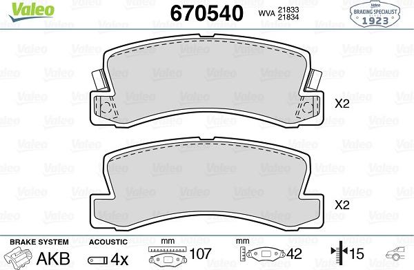 Valeo 670540 - Jarrupala, levyjarru inparts.fi