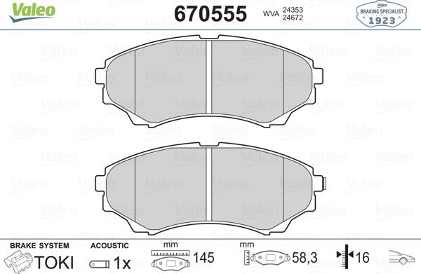 Valeo 670555 - Jarrupala, levyjarru inparts.fi