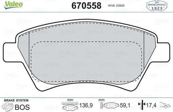 Valeo 670558 - Jarrupala, levyjarru inparts.fi