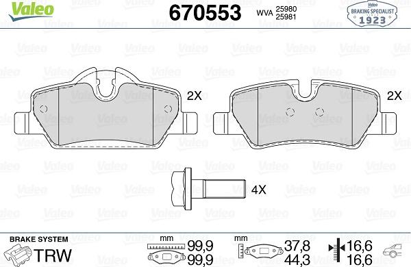 Valeo 670553 - Jarrupala, levyjarru inparts.fi