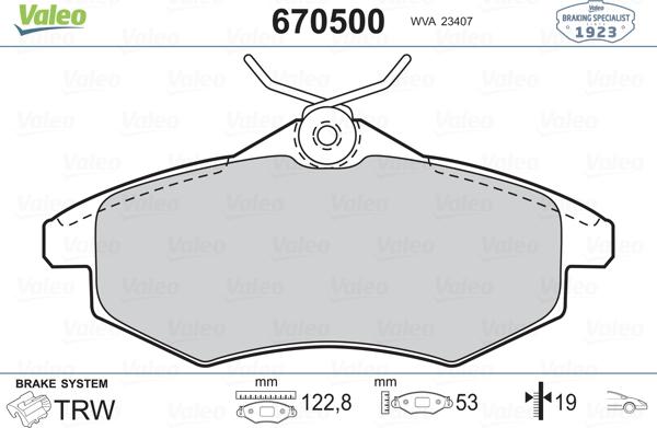 Valeo 670500 - Jarrupala, levyjarru inparts.fi