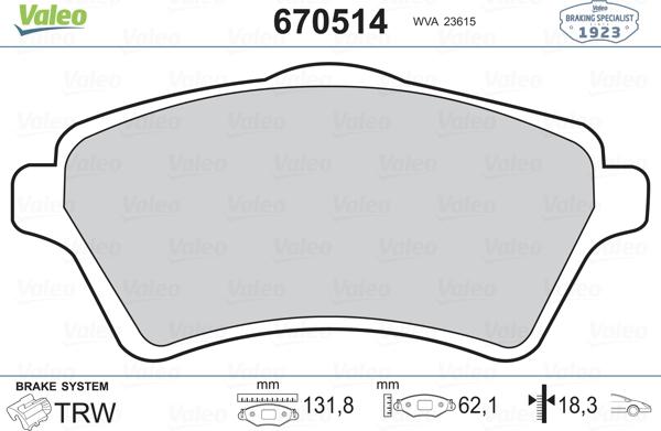 Valeo 670514 - Jarrupala, levyjarru inparts.fi