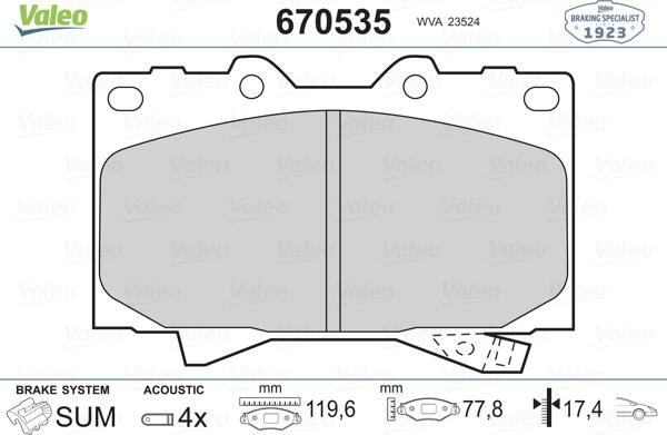 Valeo 670535 - Jarrupala, levyjarru inparts.fi