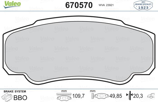 Valeo 670570 - Jarrupala, levyjarru inparts.fi