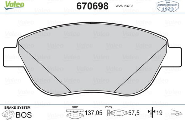 Valeo 670698 - Jarrupala, levyjarru inparts.fi