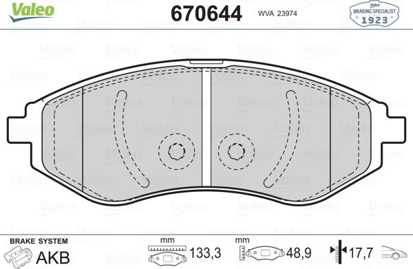 Valeo 670644 - Jarrupala, levyjarru inparts.fi