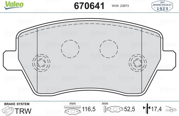 Valeo 670641 - Jarrupala, levyjarru inparts.fi