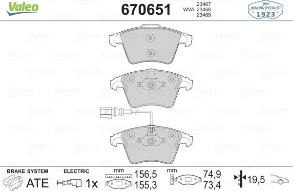 Valeo 670651 - Jarrupala, levyjarru inparts.fi