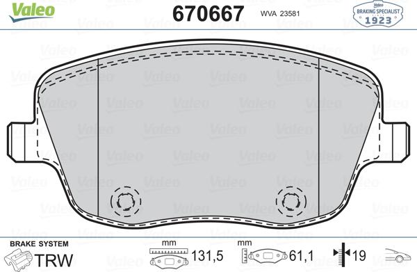 Valeo 670667 - Jarrupala, levyjarru inparts.fi