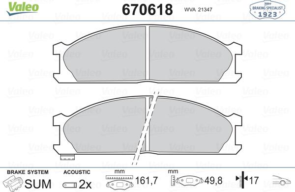 Valeo 670618 - Jarrupala, levyjarru inparts.fi