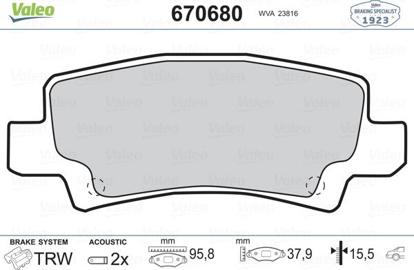 Valeo 670680 - Jarrupala, levyjarru inparts.fi