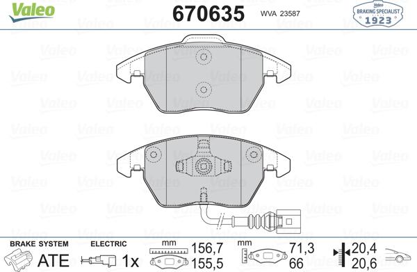 Valeo 670635 - Jarrupala, levyjarru inparts.fi