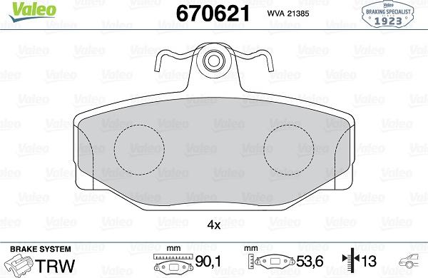 Valeo 670621 - Jarrupala, levyjarru inparts.fi