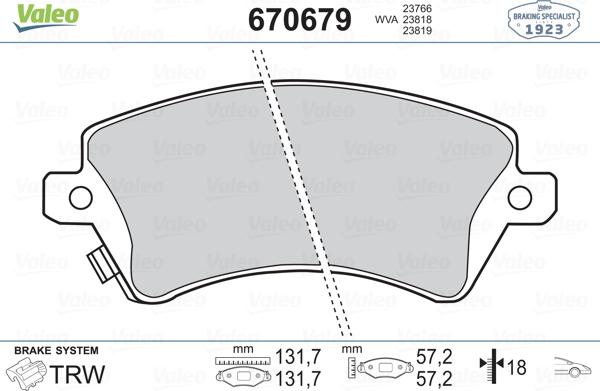 Valeo 670679 - Jarrupala, levyjarru inparts.fi