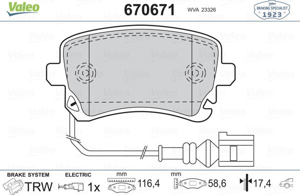 Valeo 670671 - Jarrupala, levyjarru inparts.fi