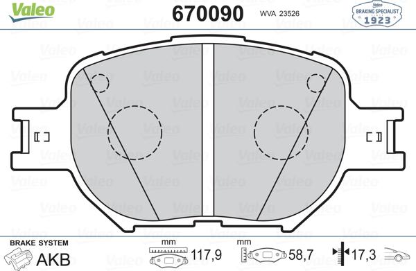 Valeo 670090 - Jarrupala, levyjarru inparts.fi