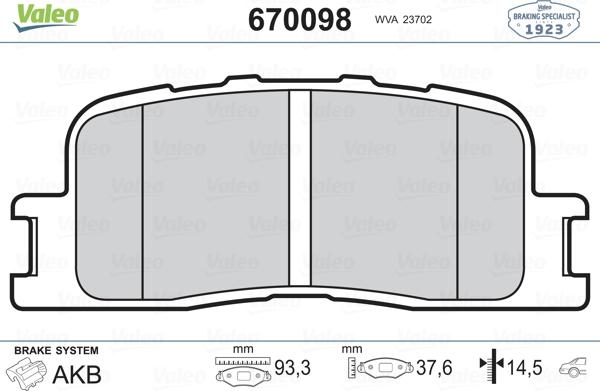 Valeo 670098 - Jarrupala, levyjarru inparts.fi