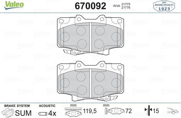 Valeo 670092 - Jarrupala, levyjarru inparts.fi