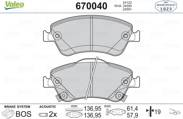 Valeo 670040 - Jarrupala, levyjarru inparts.fi