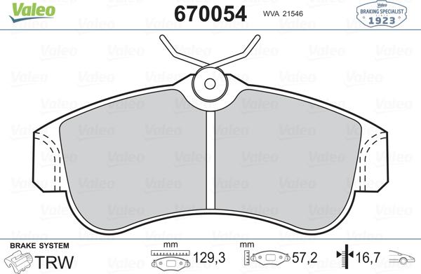 Valeo 670054 - Jarrupala, levyjarru inparts.fi