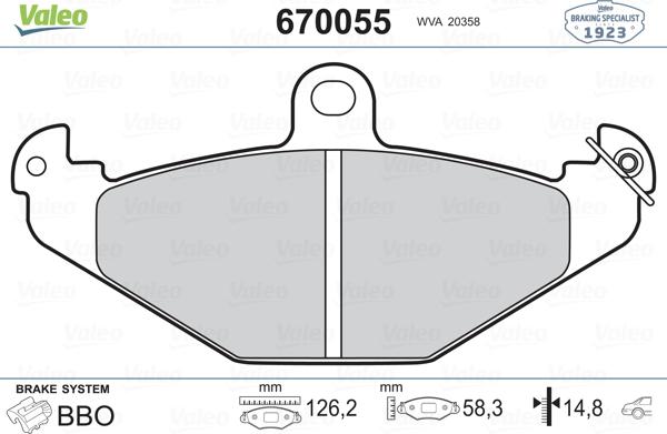 Valeo 670055 - Jarrupala, levyjarru inparts.fi