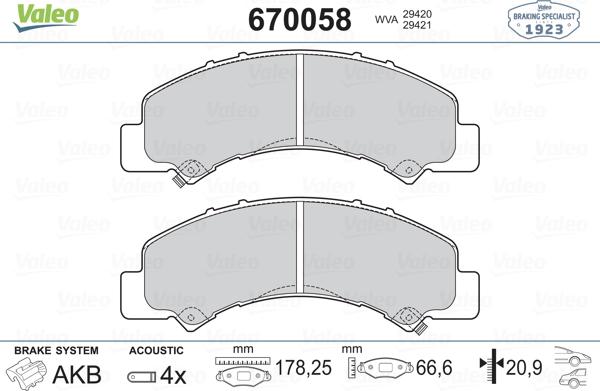 Valeo 670058 - Jarrupala, levyjarru inparts.fi