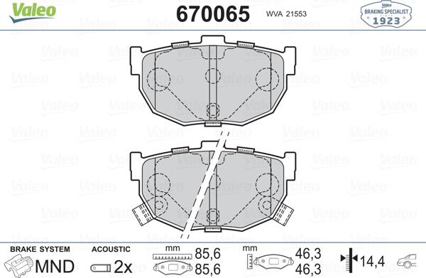 Valeo 670065 - Jarrupala, levyjarru inparts.fi