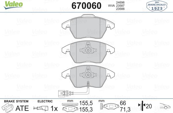 Valeo 670060 - Jarrupala, levyjarru inparts.fi