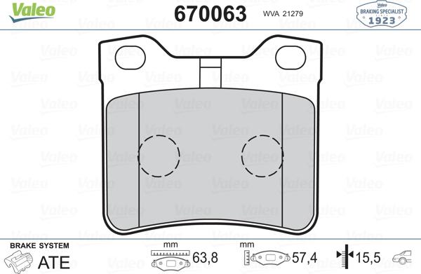 Valeo 670063 - Jarrupala, levyjarru inparts.fi