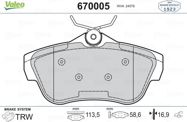 Valeo 670005 - Jarrupala, levyjarru inparts.fi