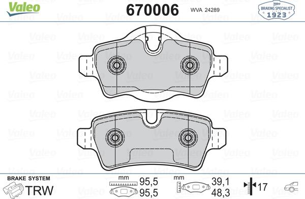 Valeo 670006 - Jarrupala, levyjarru inparts.fi