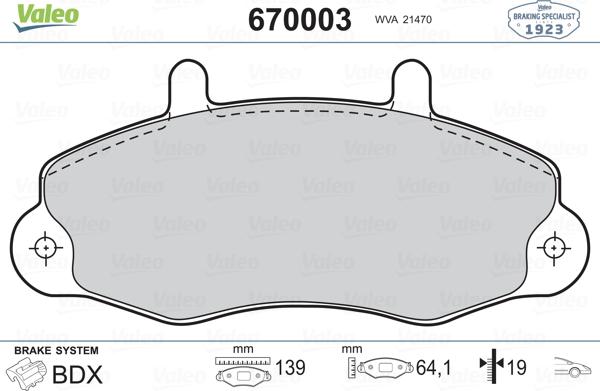 Valeo 670003 - Jarrupala, levyjarru inparts.fi