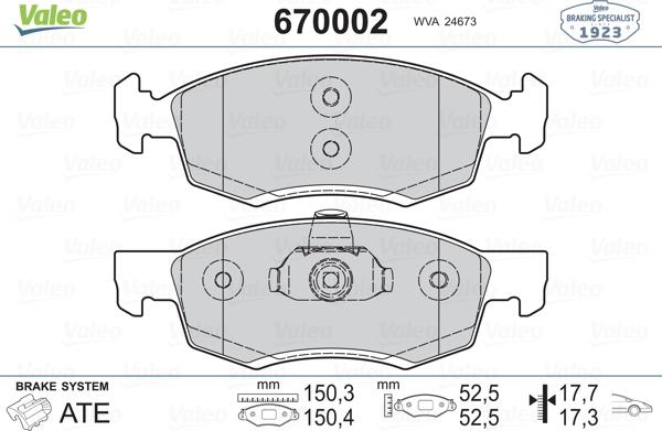 Valeo 670002 - Jarrupala, levyjarru inparts.fi