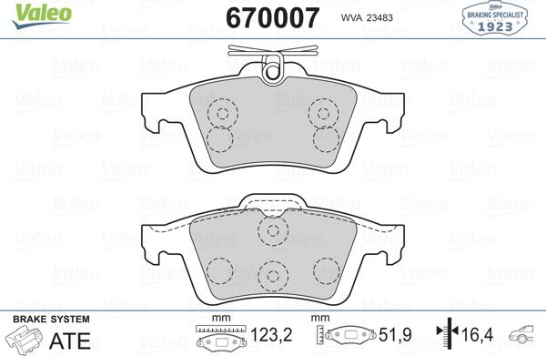 Valeo 670007 - Jarrupala, levyjarru inparts.fi