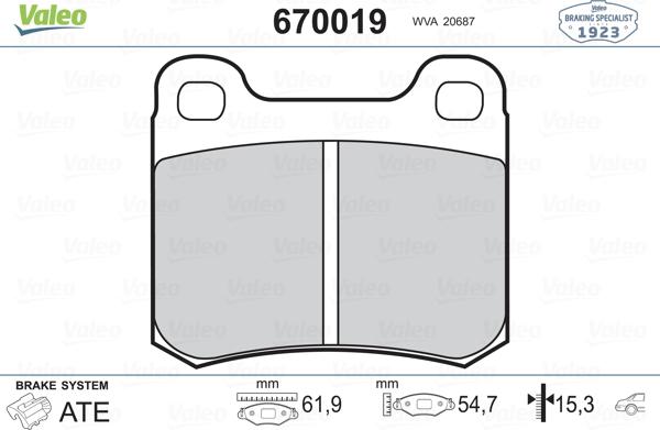 Valeo 670019 - Jarrupala, levyjarru inparts.fi