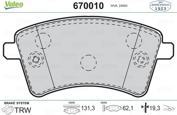 Valeo 670010 - Jarrupala, levyjarru inparts.fi