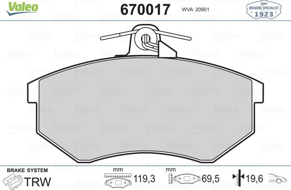 Valeo 670017 - Jarrupala, levyjarru inparts.fi