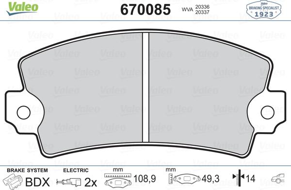 Valeo 670085 - Jarrupala, levyjarru inparts.fi