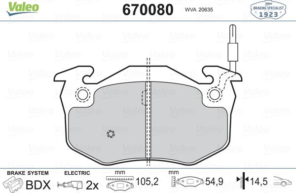 Valeo 670080 - Jarrupala, levyjarru inparts.fi